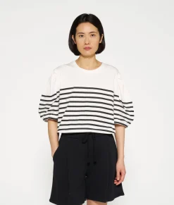 balloon sleeve tee stripes