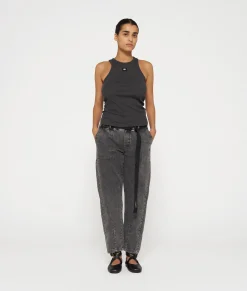 belted pants jog denim