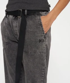 belted pants jog denim