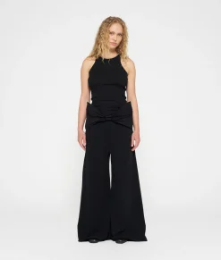 flared jogger bow