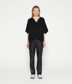 leather look flared pants