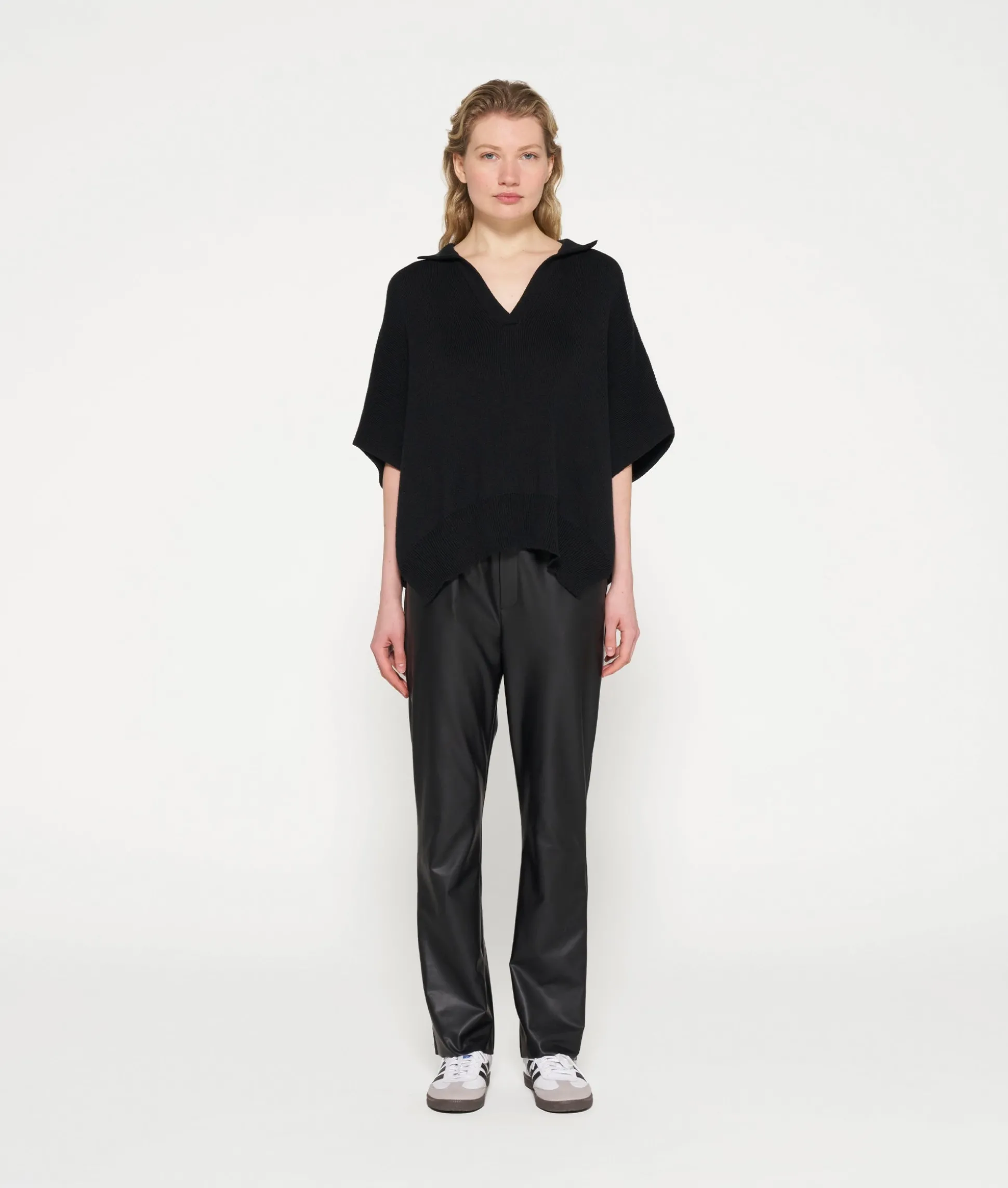 leather look flared pants