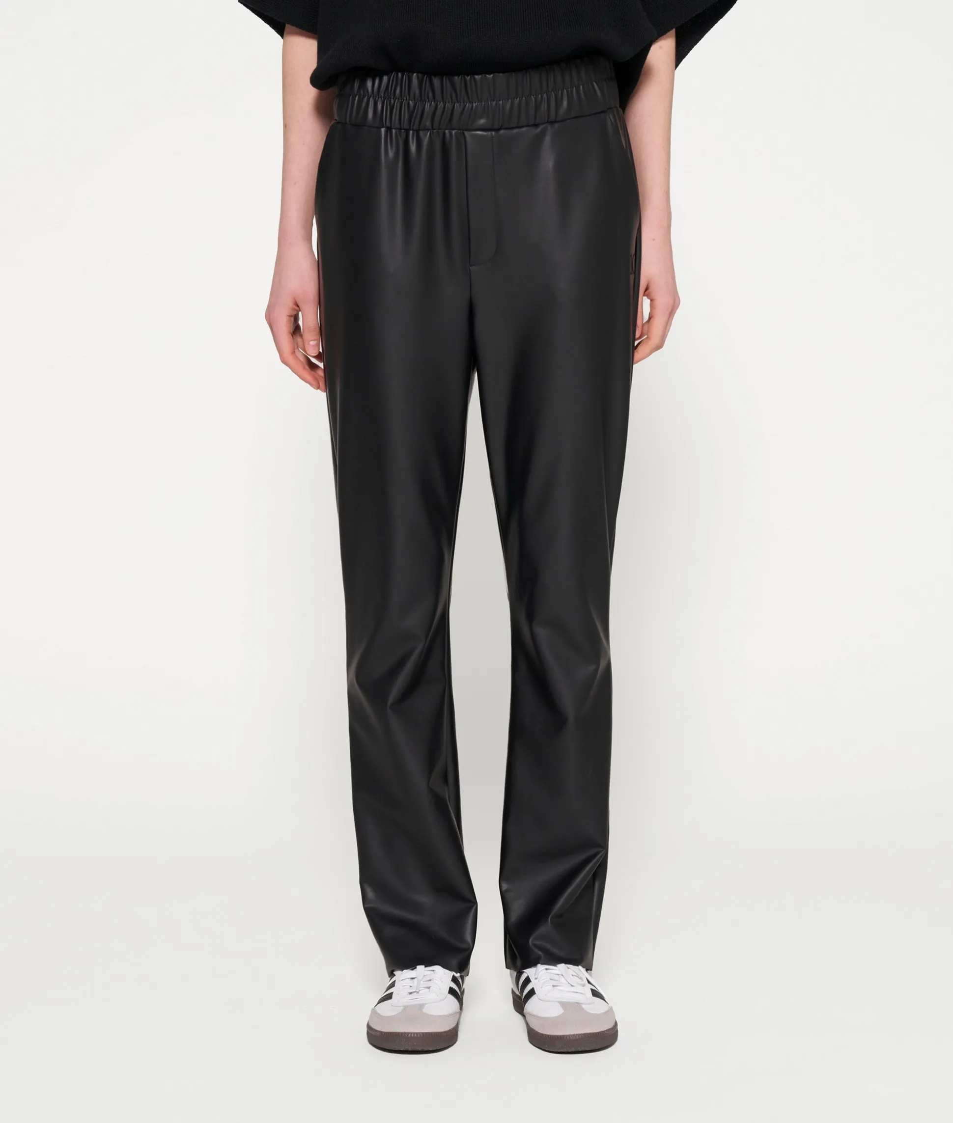 leather look flared pants