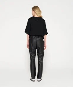 leather look flared pants