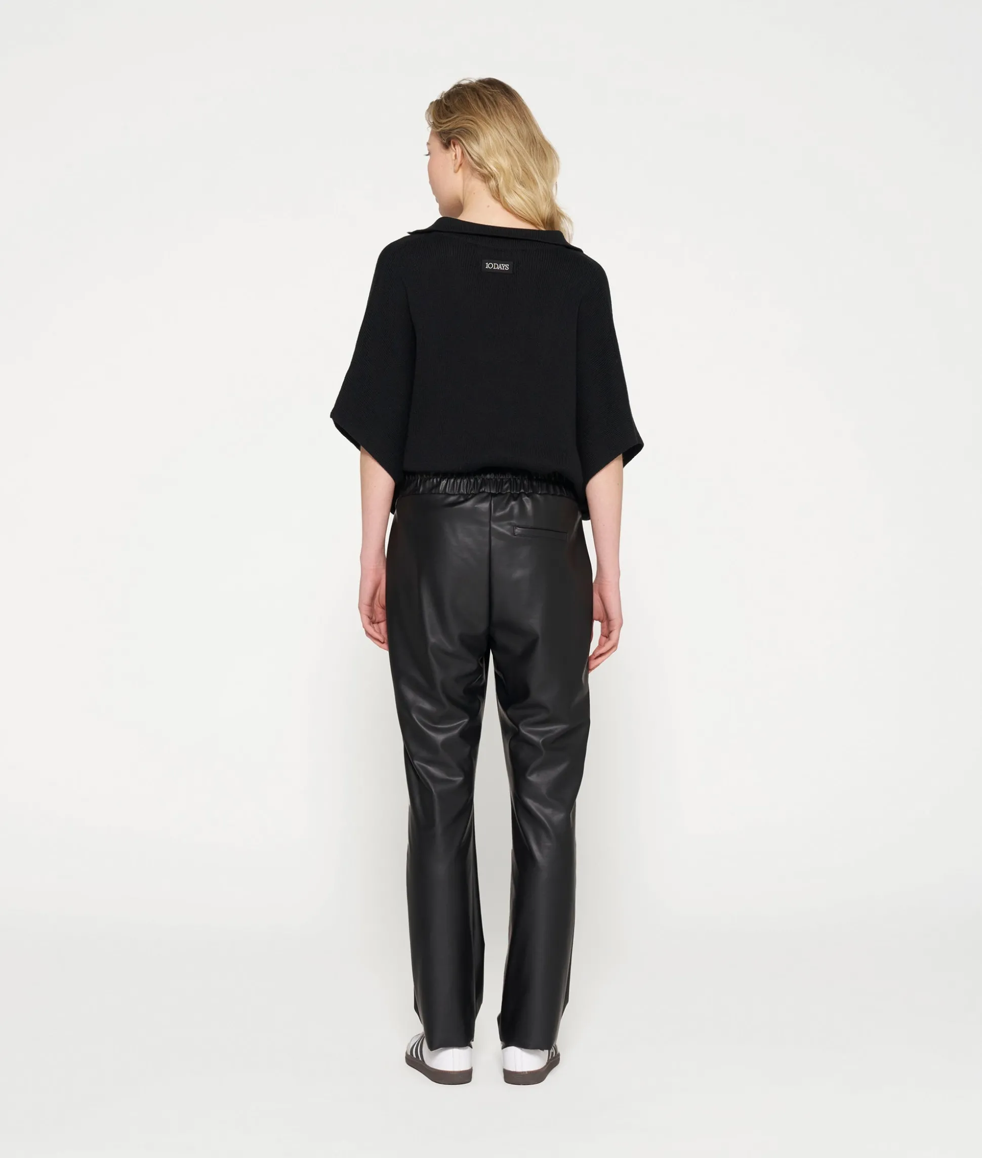 leather look flared pants