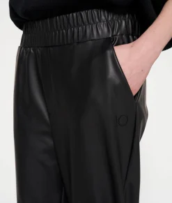 leather look flared pants