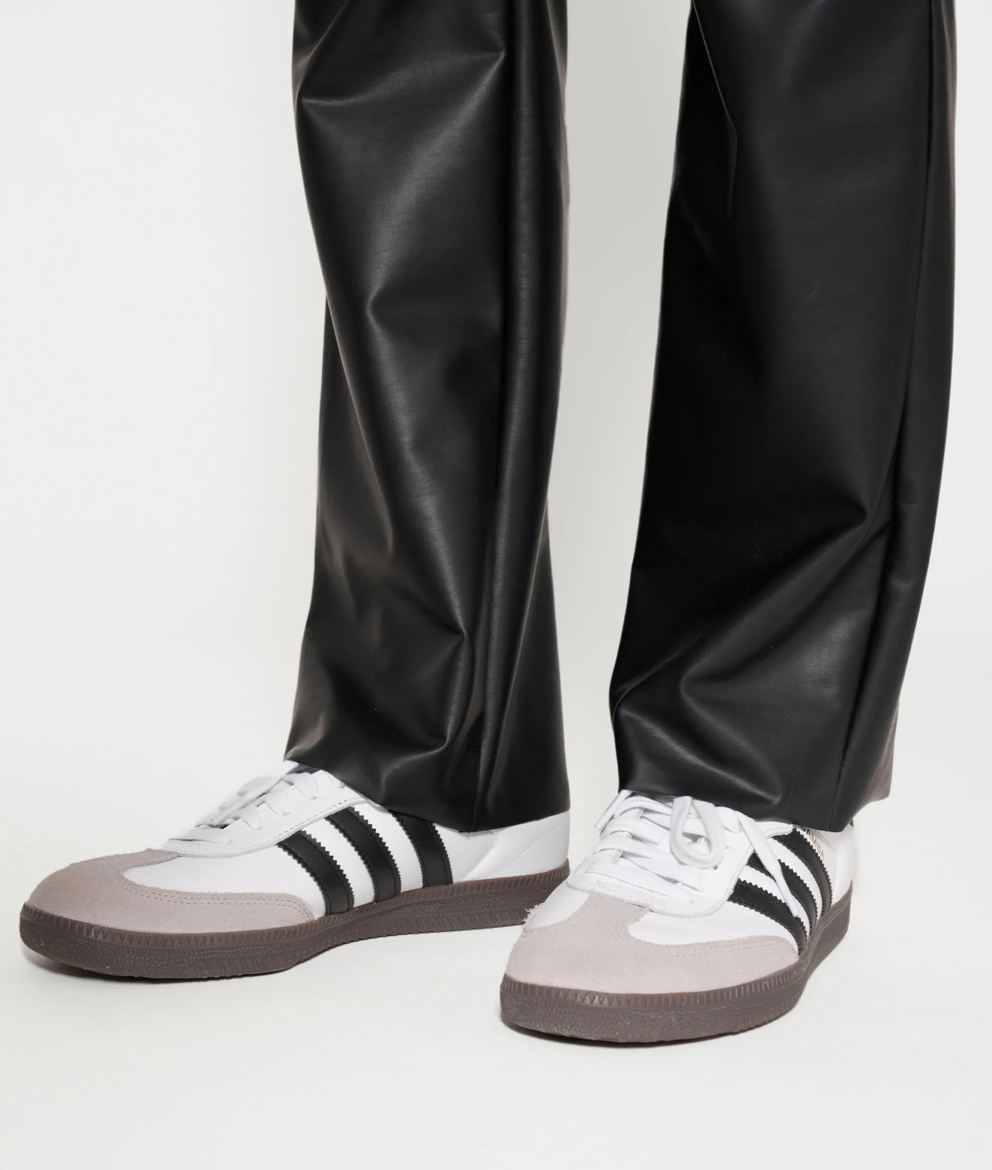 leather look flared pants