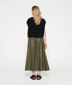 leather look pleated skirt