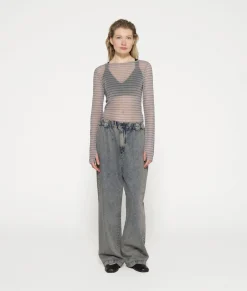 mesh tee pinstripe