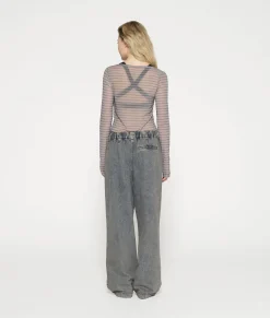 mesh tee pinstripe