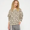 raw edge sweater leopard