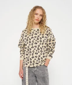 raw edge sweater leopard