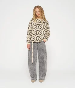 raw edge sweater leopard