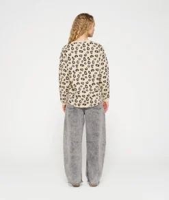 raw edge sweater leopard