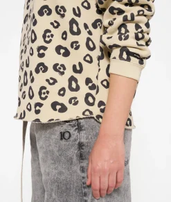 raw edge sweater leopard