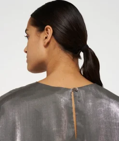 shiny balloon blouse