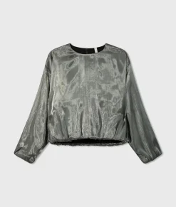 shiny balloon blouse