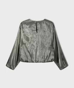 shiny balloon blouse