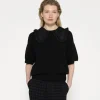 short sleeve ruffle knit sweater