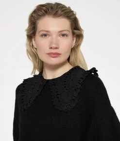 short sleeve ruffle knit sweater