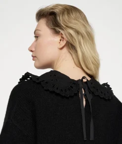 short sleeve ruffle knit sweater
