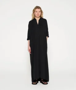 standing collar maxi dress