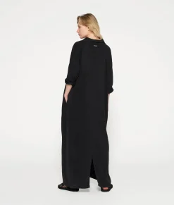 standing collar maxi dress