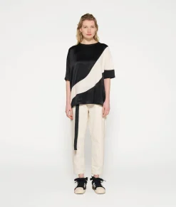 tee blouse contrast