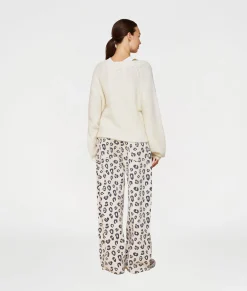 wide twill pants leopard