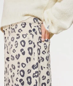 wide twill pants leopard