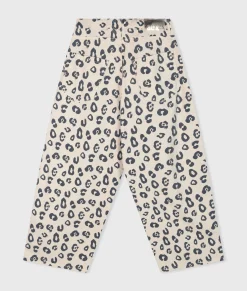 wide twill pants leopard