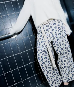 wide twill pants leopard