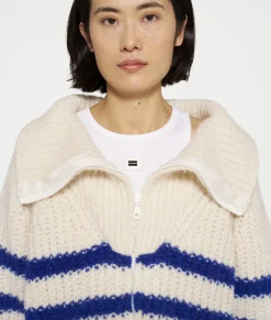 zip cardigan knit stripes